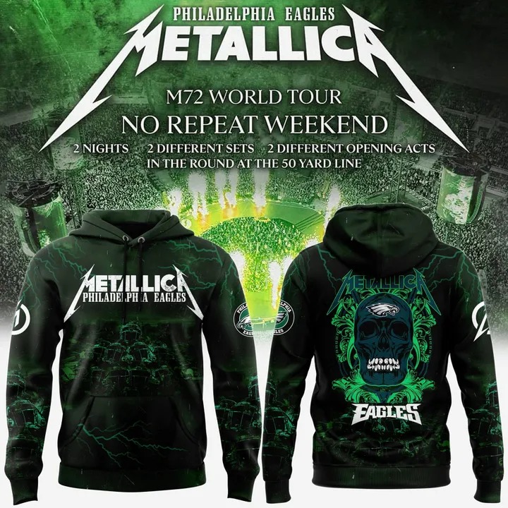 Philadelphia Eagles x Metallica Hoodie 2025 Football Player Gift Ideas