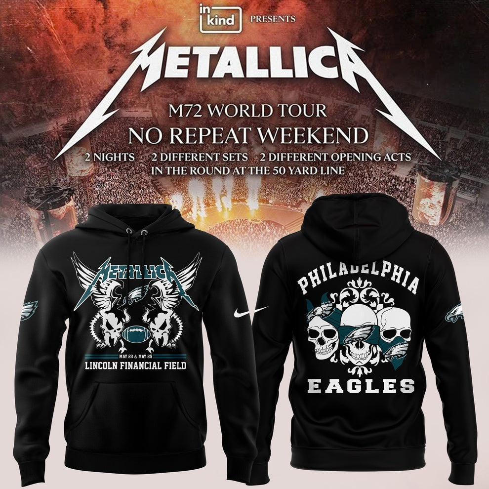 Philadelphia Eagles X Metallica M72 World Tour 2025 Hoodie Merch Lincoln financial Field