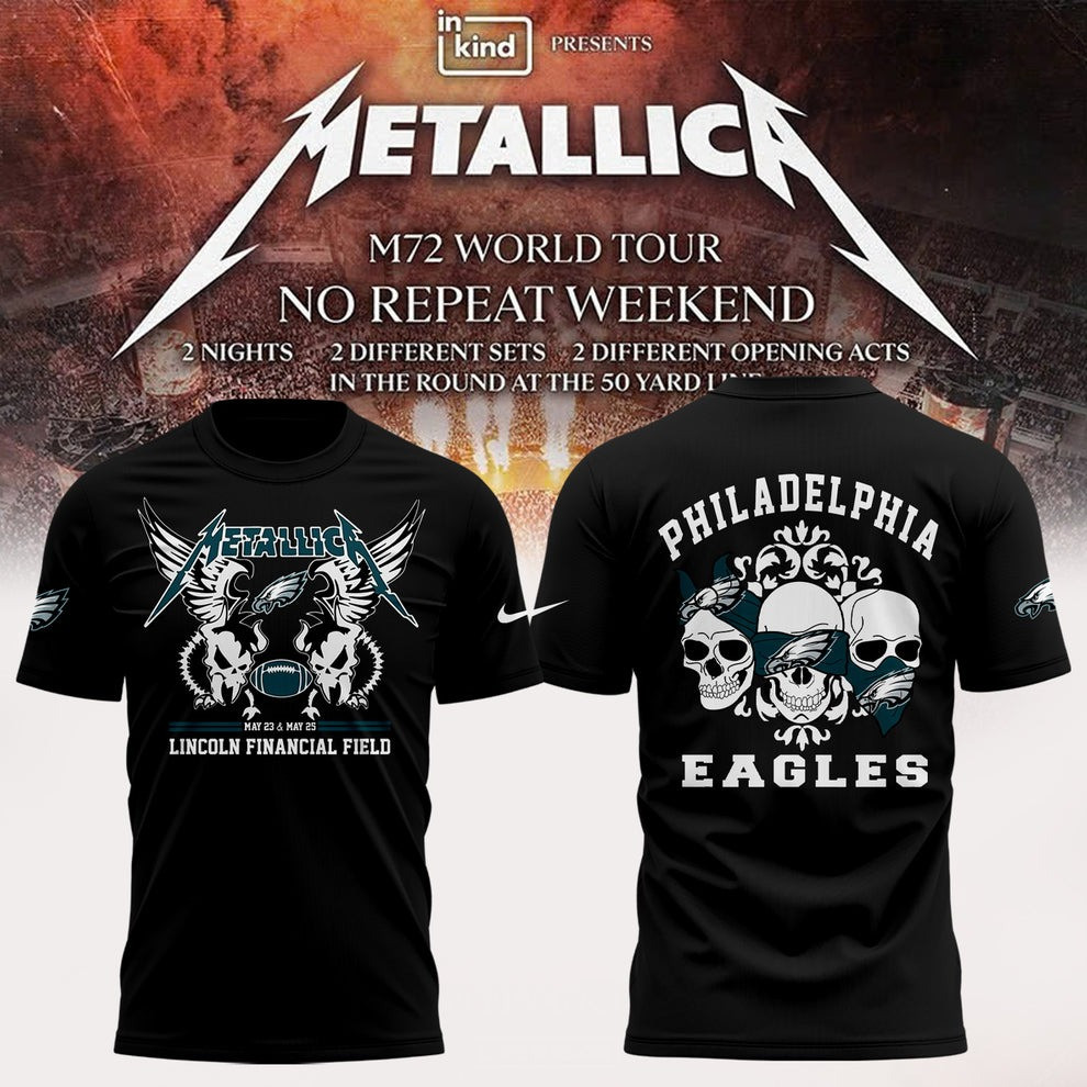 Philadelphia Eagles X Metallica M72 World Tour 2025 T-Shirt Lincoln financial Field