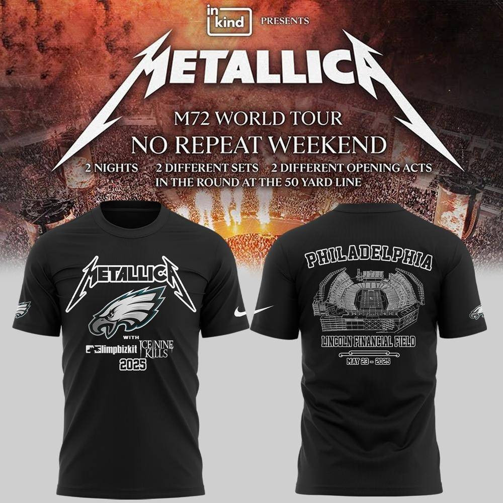 Philadelphia Eagles x Metallica M72 World Tour T-Shirt Unique Gifts For Music Lovers