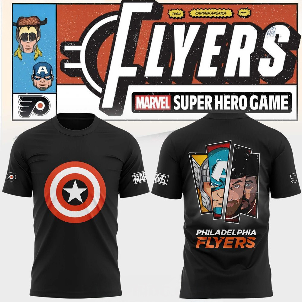 Philadelphia Flyers Marvel Super Hero Game 2025 T-Shirt Gift Ideas For Hockey Fans