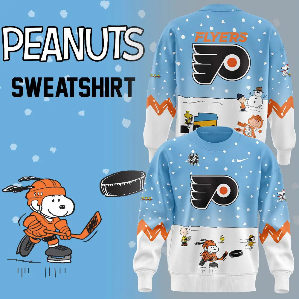 Philadelphia Flyers X Peanuts Hockey Sweatshirt Snoopy Night Ice Hockey Themed Cute Gifts