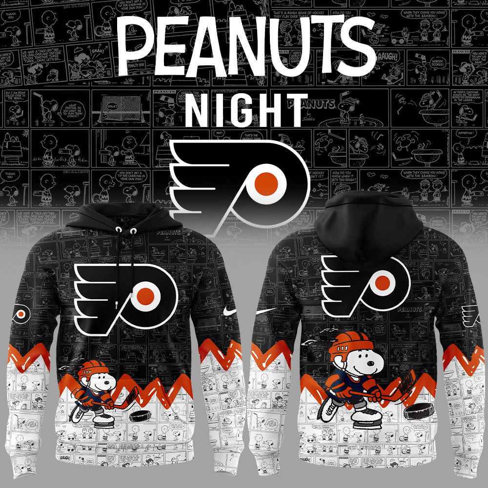 Philadelphia Flyers x Snoopy Peanuts Night Hoodie Cute Themed Ice Hockey Lovers Fan Gifts