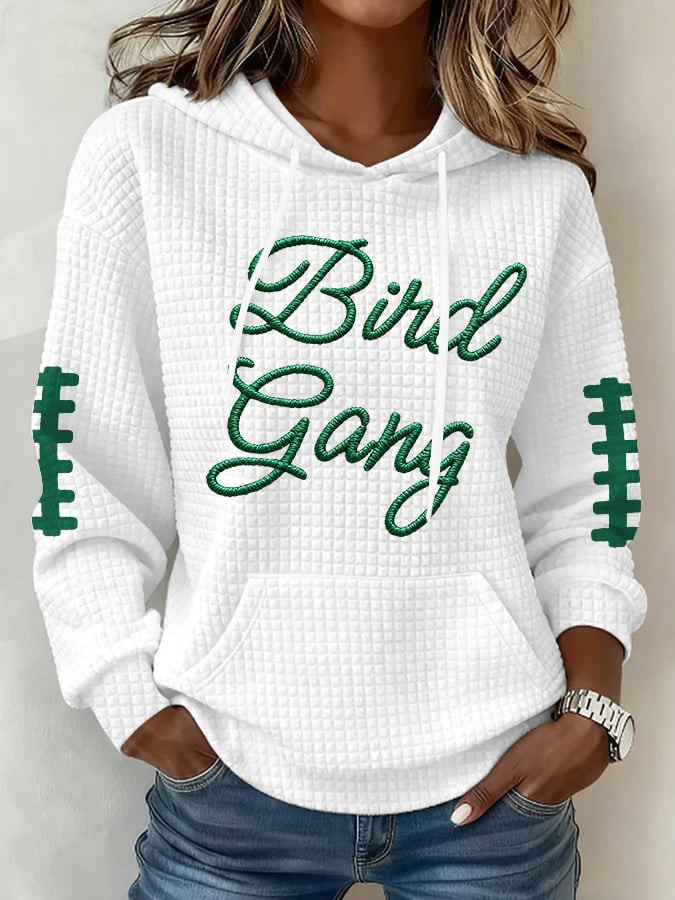 Philadelphia Football Bird Gang Waffle Hoodie Eagles Merch Philadelphia Victory Hoodie Women's Philadelphia Football Bird Gang Waffle Hoodie Eagles Merch Philadelphia Victory Hoodie Women's