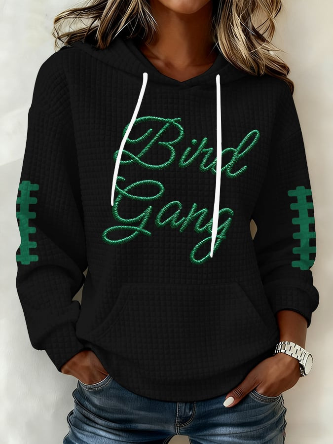 Philadelphia Football Bird Gang Waffle Hoodie Eagles Merch Philadelphia Victory Hoodie Women's Philadelphia Football Bird Gang Waffle Hoodie Eagles Merch Philadelphia Victory Hoodie Women's