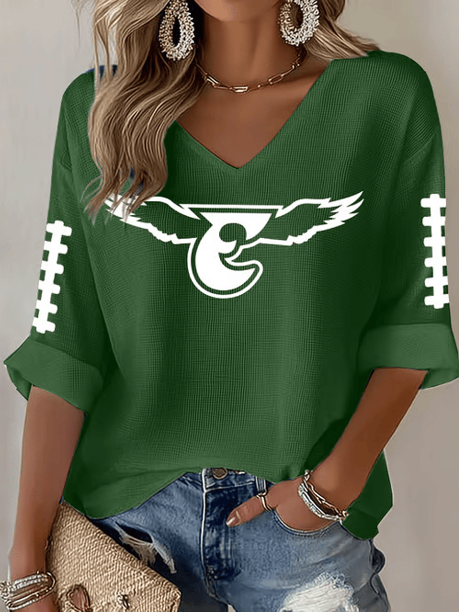 Philadelphia Football Super Bowl Long Sleeve V-Neck T-Shirt Eagles Merch PE Pride Shirt Womens Philadelphia Football Super Bowl Long Sleeve V-Neck T-Shirt Eagles Merch PE Pride Shirt Womens