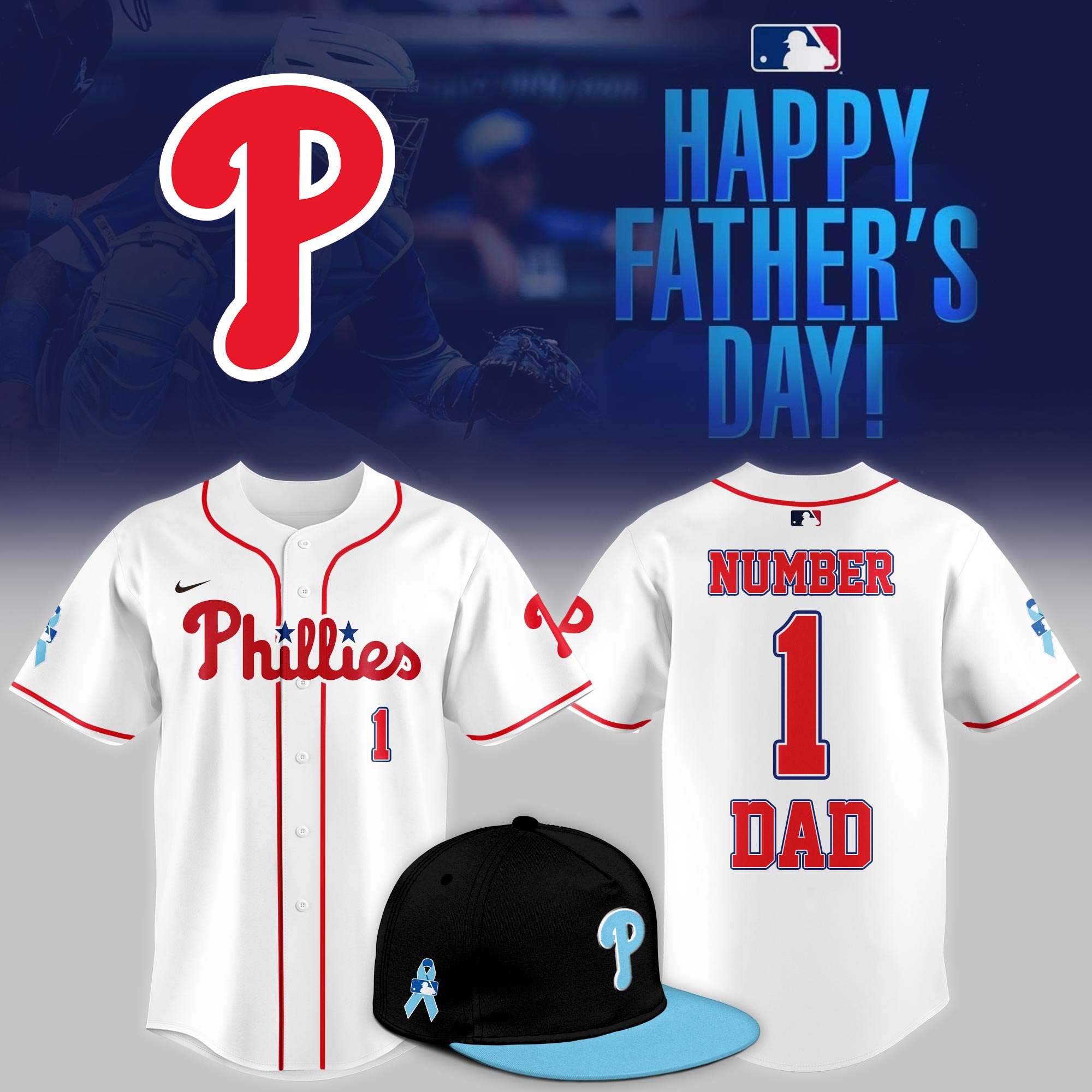 Philadelphia Phillies 2025 Fathers Day Number One Dad Jersey Unique Baseball Gifts