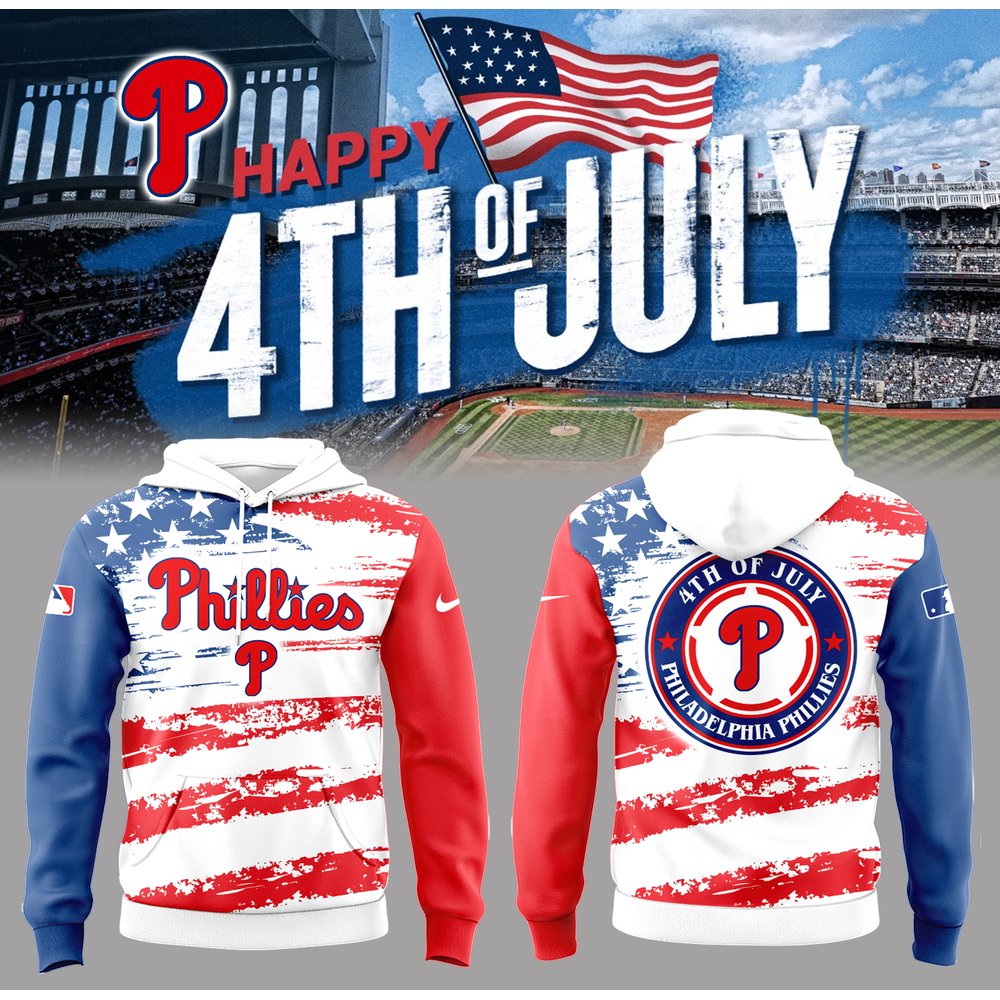 Philadelphia Phillies 4th of July Baseball Hoodie Phillies Merch Best Gifts For Baseball Players