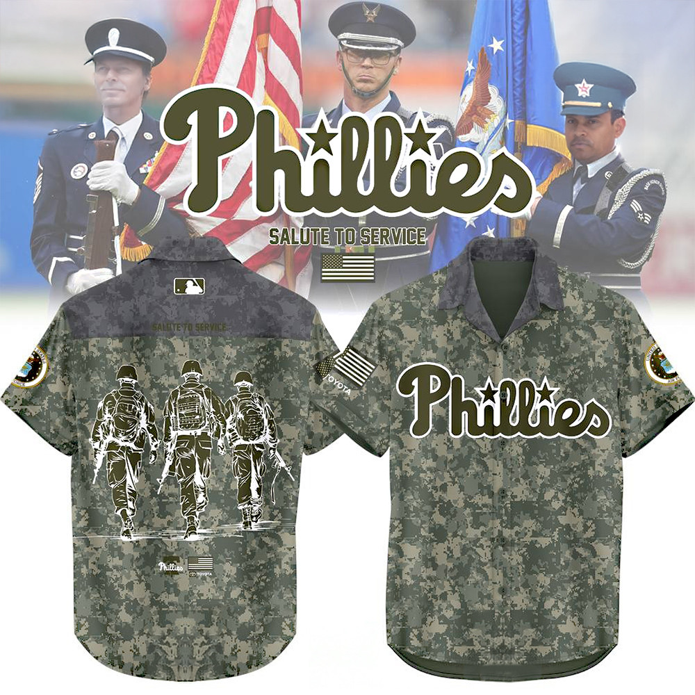 Philadelphia Phillies Army Camo Special Hawaiian Shirt Thoughtful Gift For Sport Dad Camouflage Shirt