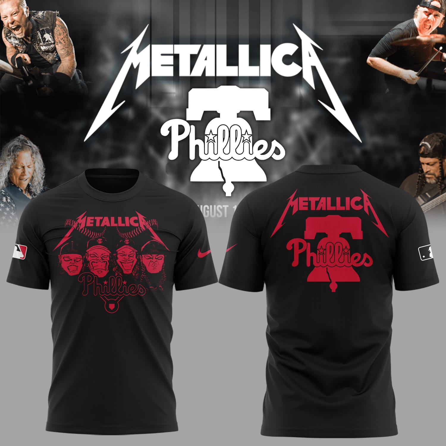 Philadelphia Phillies Baseball Metallica Night T-Shirt Gifts For Baseball Players