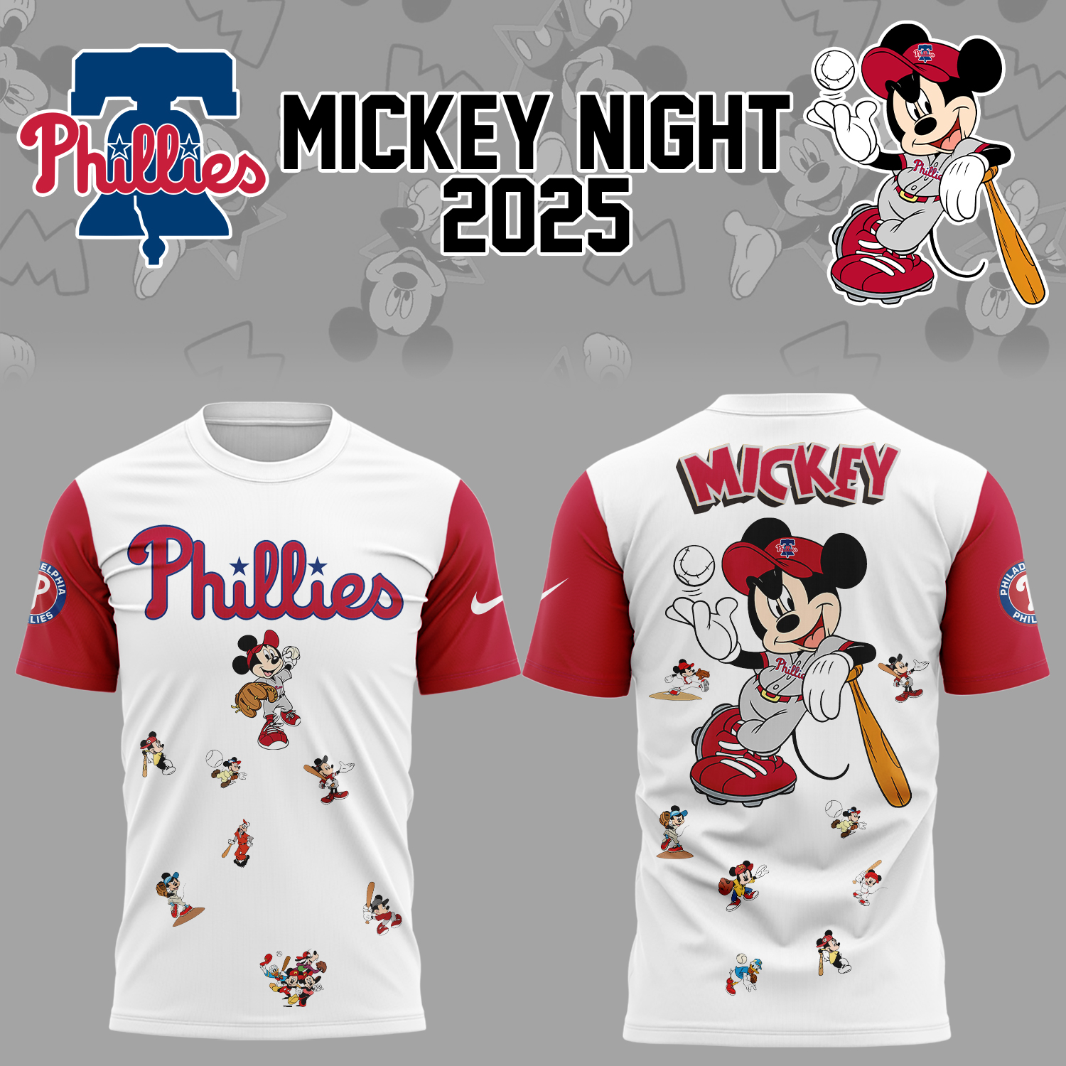 Philadelphia Phillies Baseball Mickey Night T-Shirt Gifts For Baseball Fans