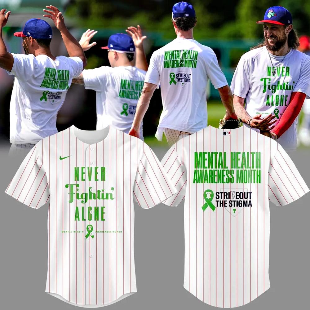Philadelphia Phillies Mental Health Awareness Month Baseball Jersey Cool Baseball Gifts