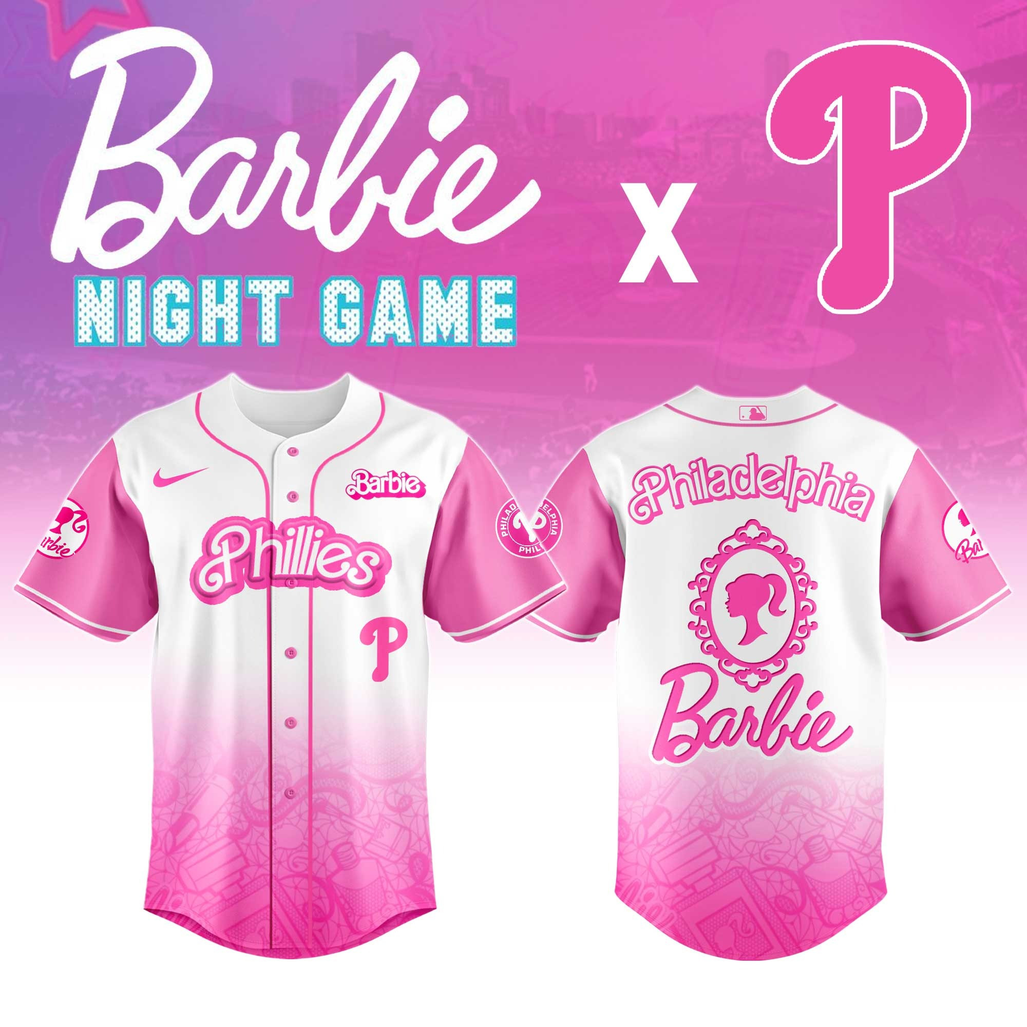 Philadelphia Phillies MLB x Barbie Night Game Jersey Best Gifts For Baseball Lovers