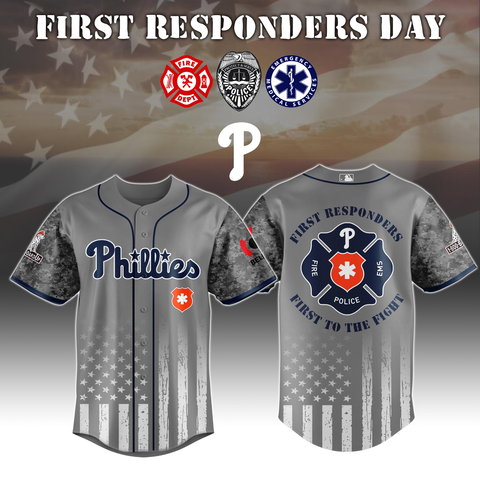 Philadelphia Phillies MLB x First Responders Jersey 2025 Gift For Baseball Fans