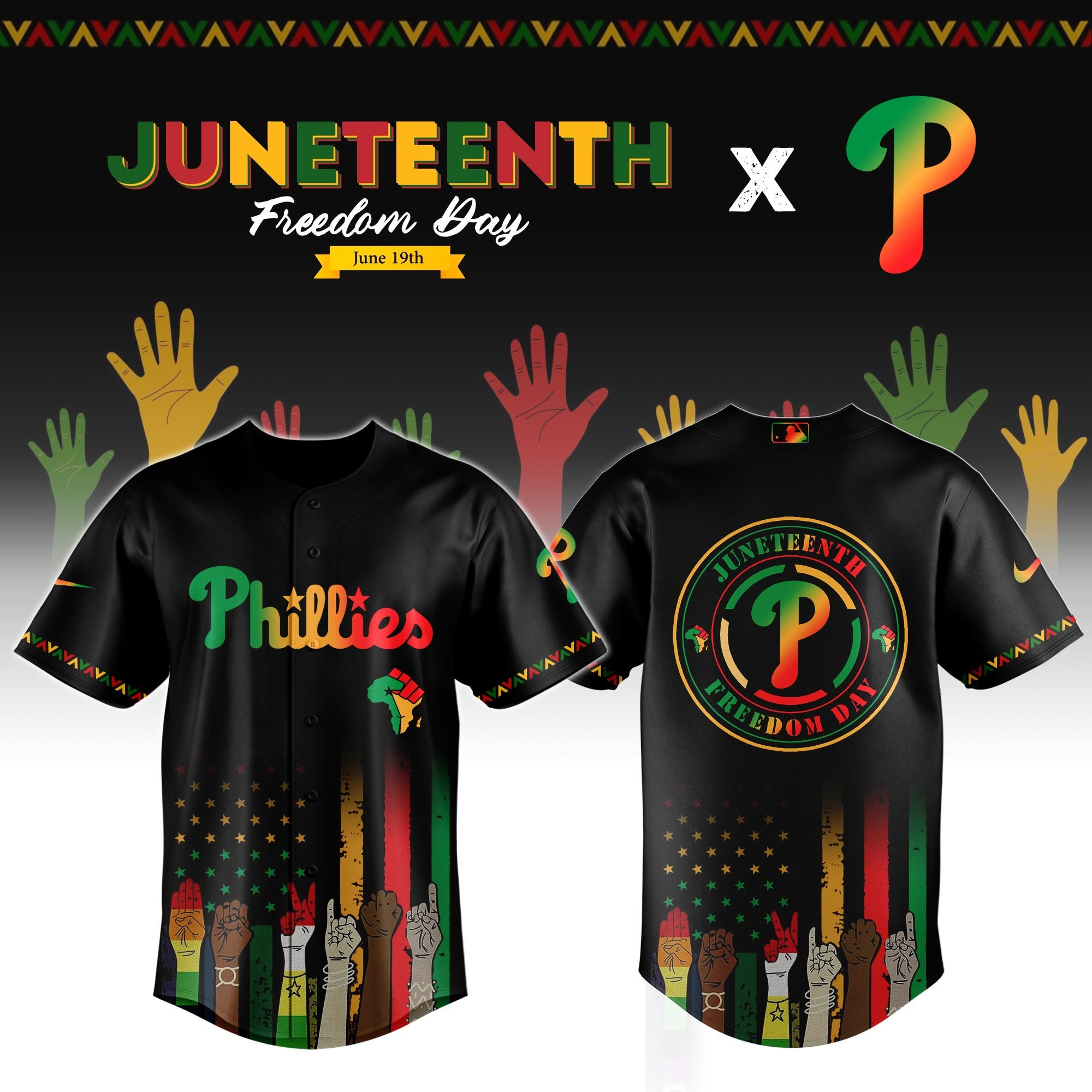 Philadelphia Phillies MLB x Juneteenth Jersey Presents For Baseball Fans