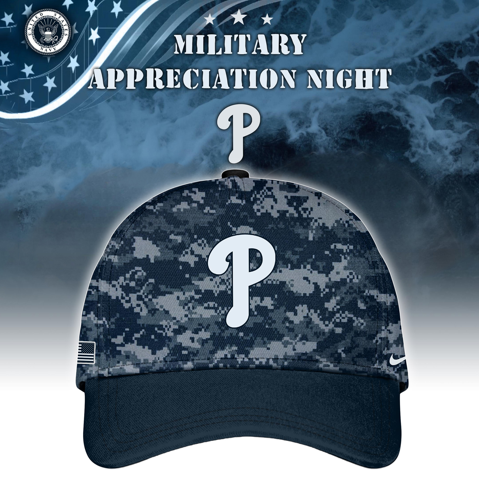 Philadelphia Phillies MLB x Navy Military Appreciation Night Hat Baseball Player Gift Ideas