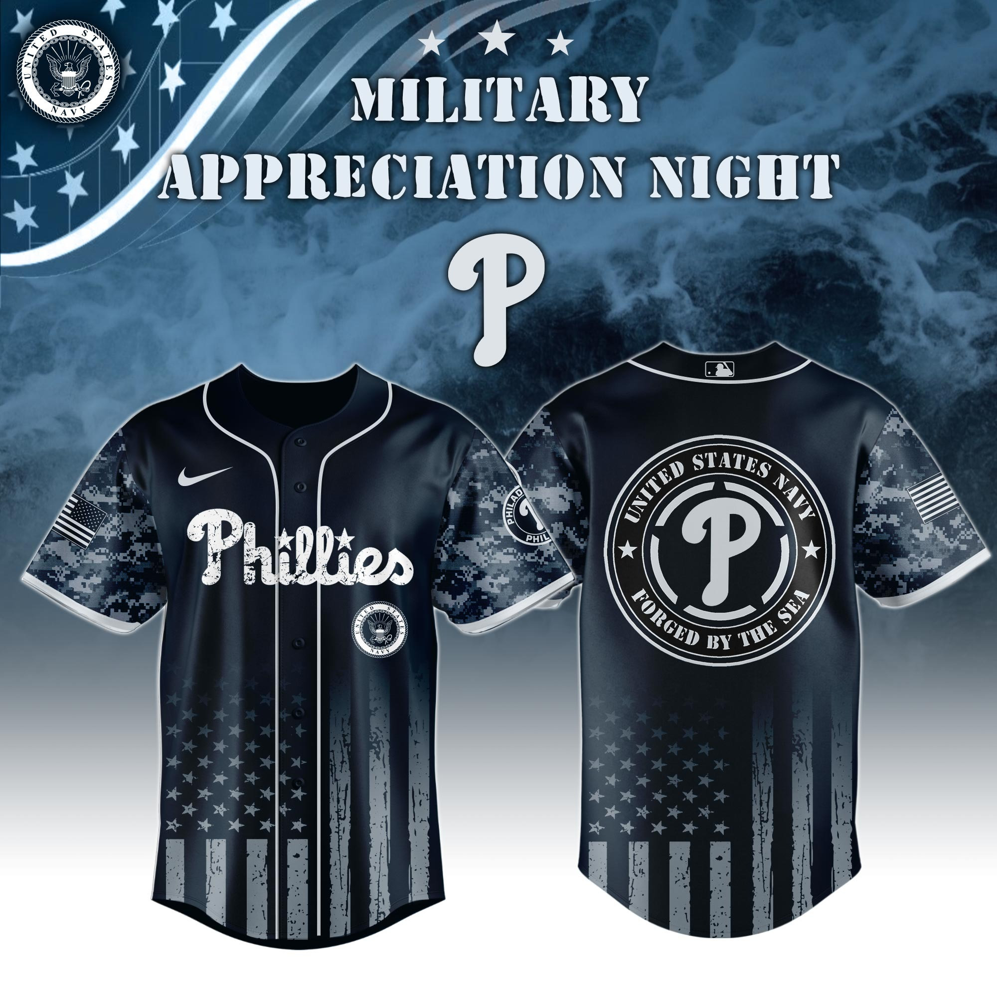 Philadelphia Phillies MLB x Navy Military Appreciation Night Jersey Gifts For Baseball Fans