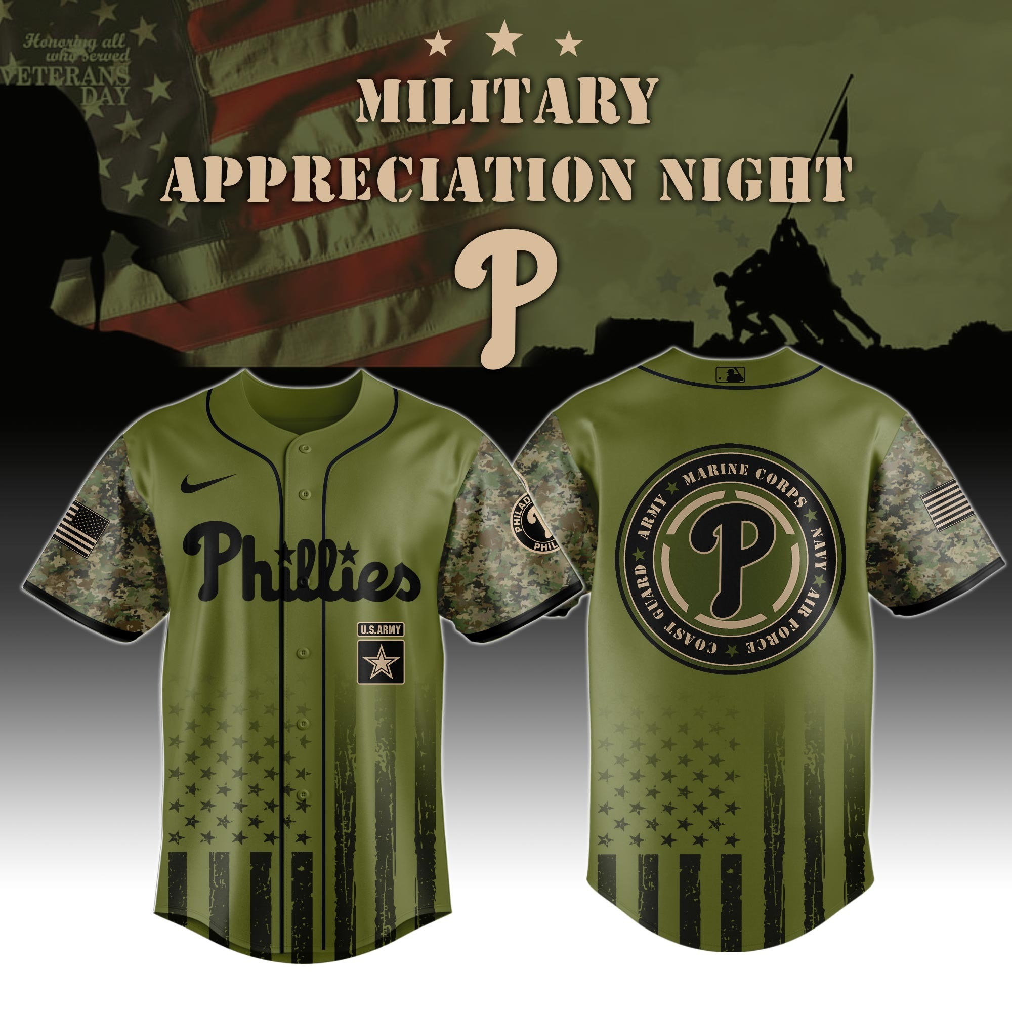 Philadelphia Phillies MLB x United States Coast Guard Military Appreciation Night Jersey Gifts