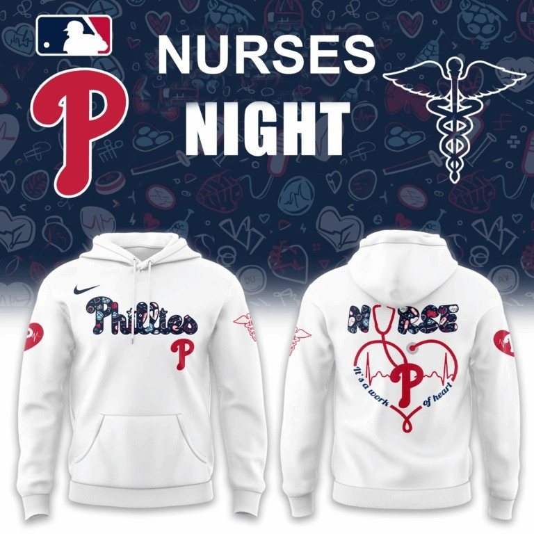 Philadelphia Phillies Nurses Night Hoodie It's A Work Of Heart Nurse Baseball Fan Gifts