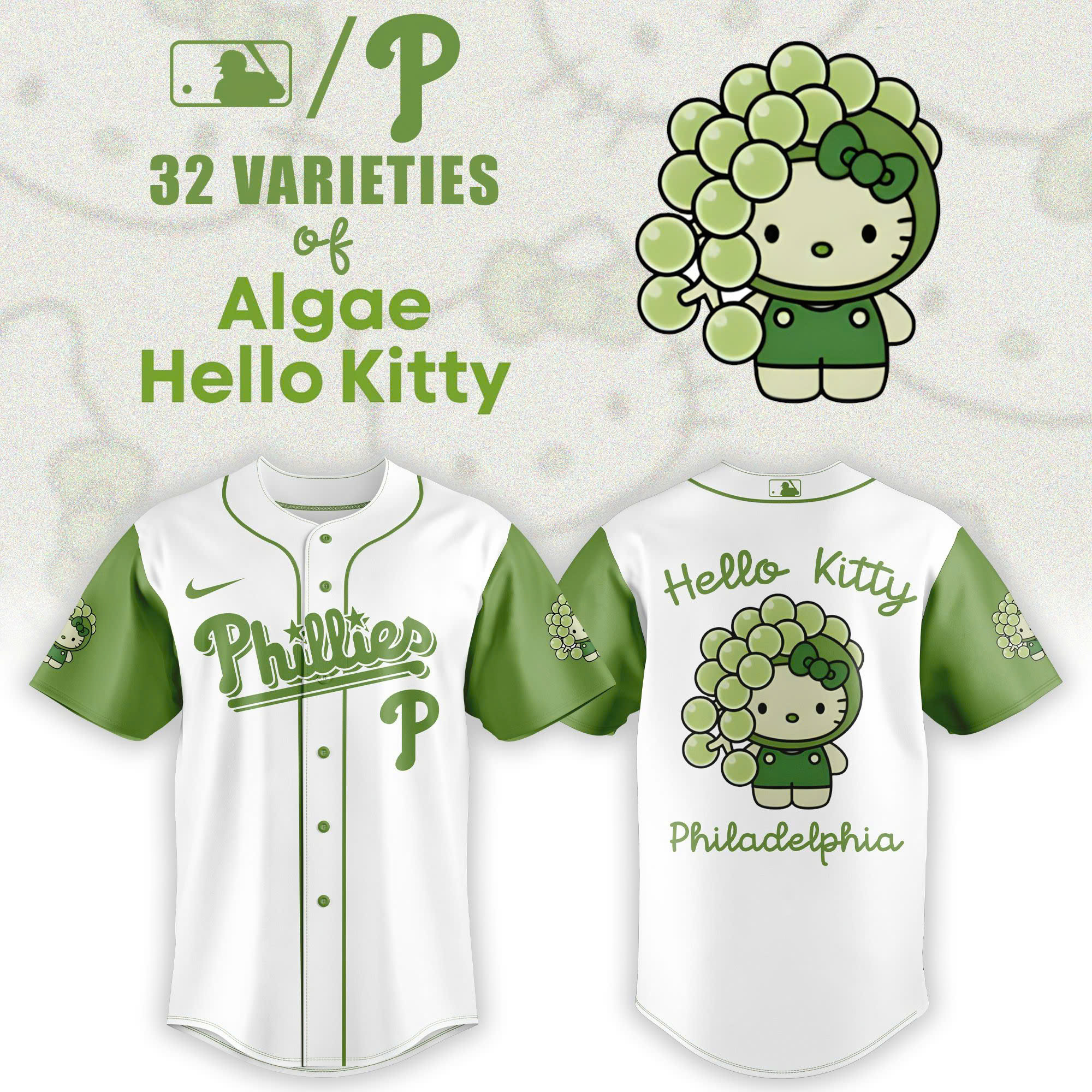 Philadelphia Phillies x 32 Algae Hello Kitty Jersey Best Gifts For Baseball Lovers