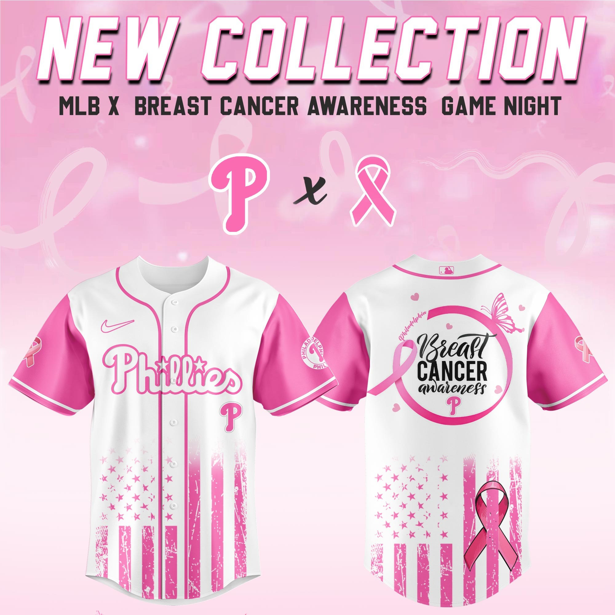 Philadelphia Phillies x Breast Cancer Awareness Game Night Jersey Baseball Player Gift Ideas