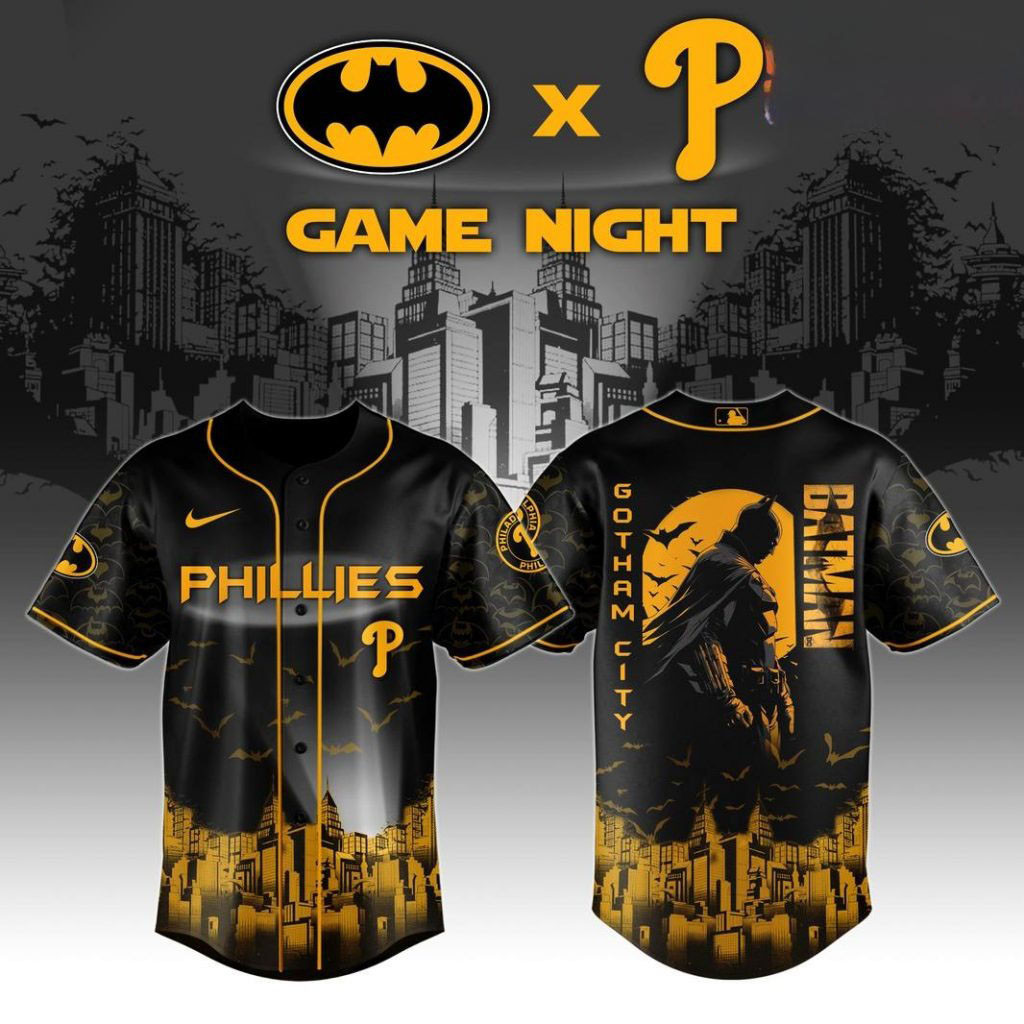 Philadelphia Phillies x DC Batman Game Night Special Baseball Jersey Baseball Enthusiast Gifts