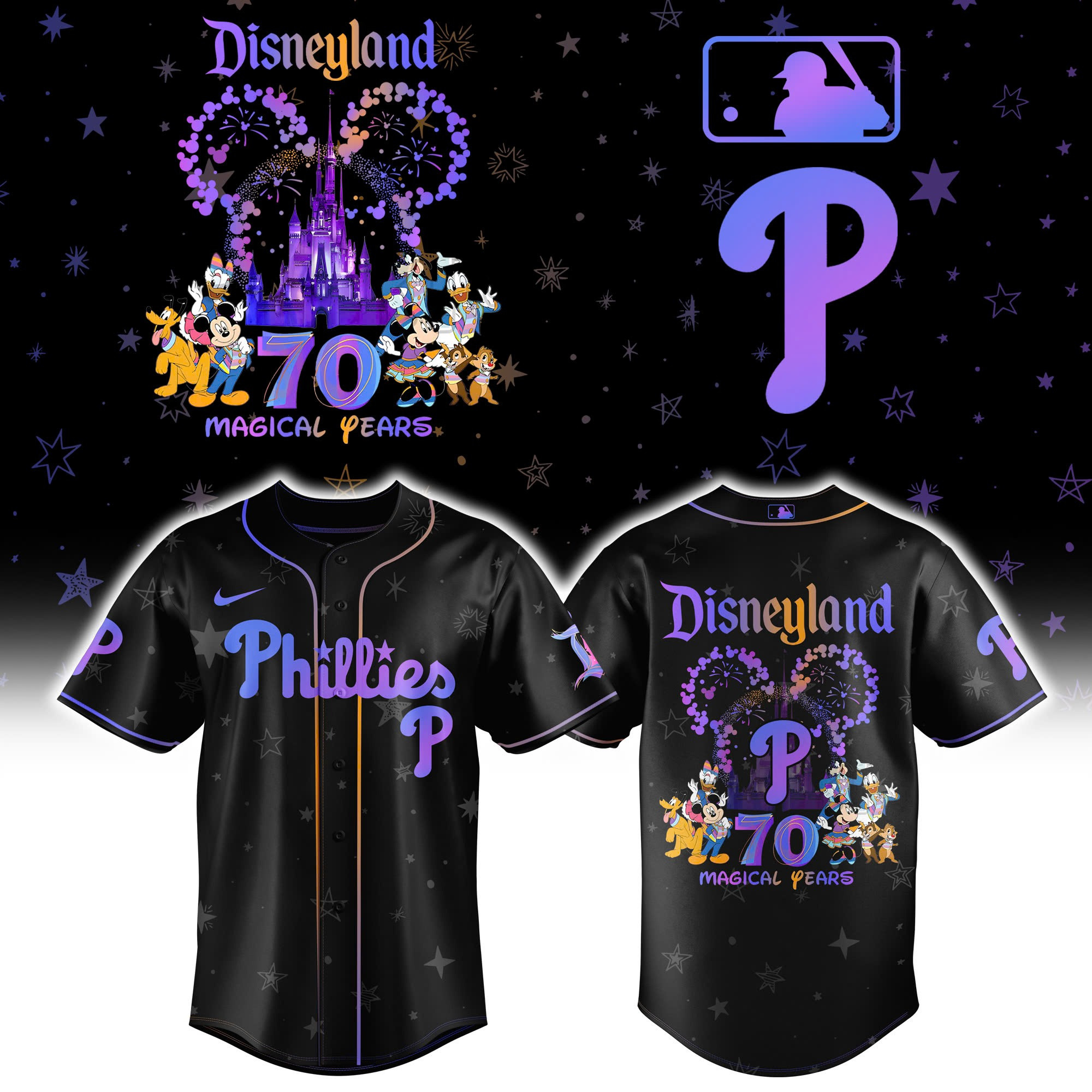 Philadelphia Phillies x Disneyland 70th Baseball Jersey Best Movie Merch For Sport Fans