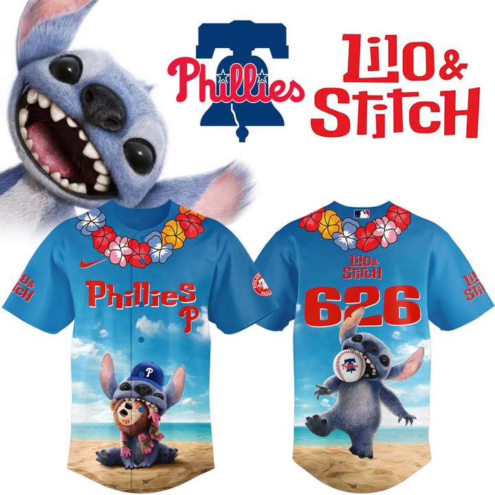 Philadelphia Phillies x Lilo & Stitch Jersey 2025 Phillies Merch Baseball Coach Gift Ideas