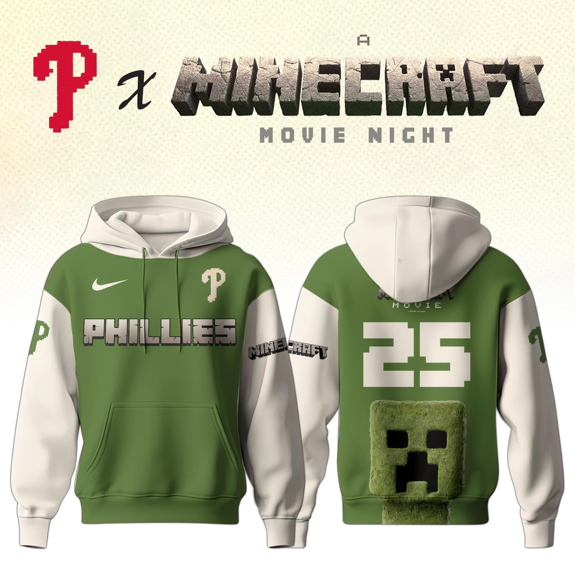 Philadelphia Phillies x Minecraft Hoodie Fan Merch Baseball Gifts For Minecraft Lovers