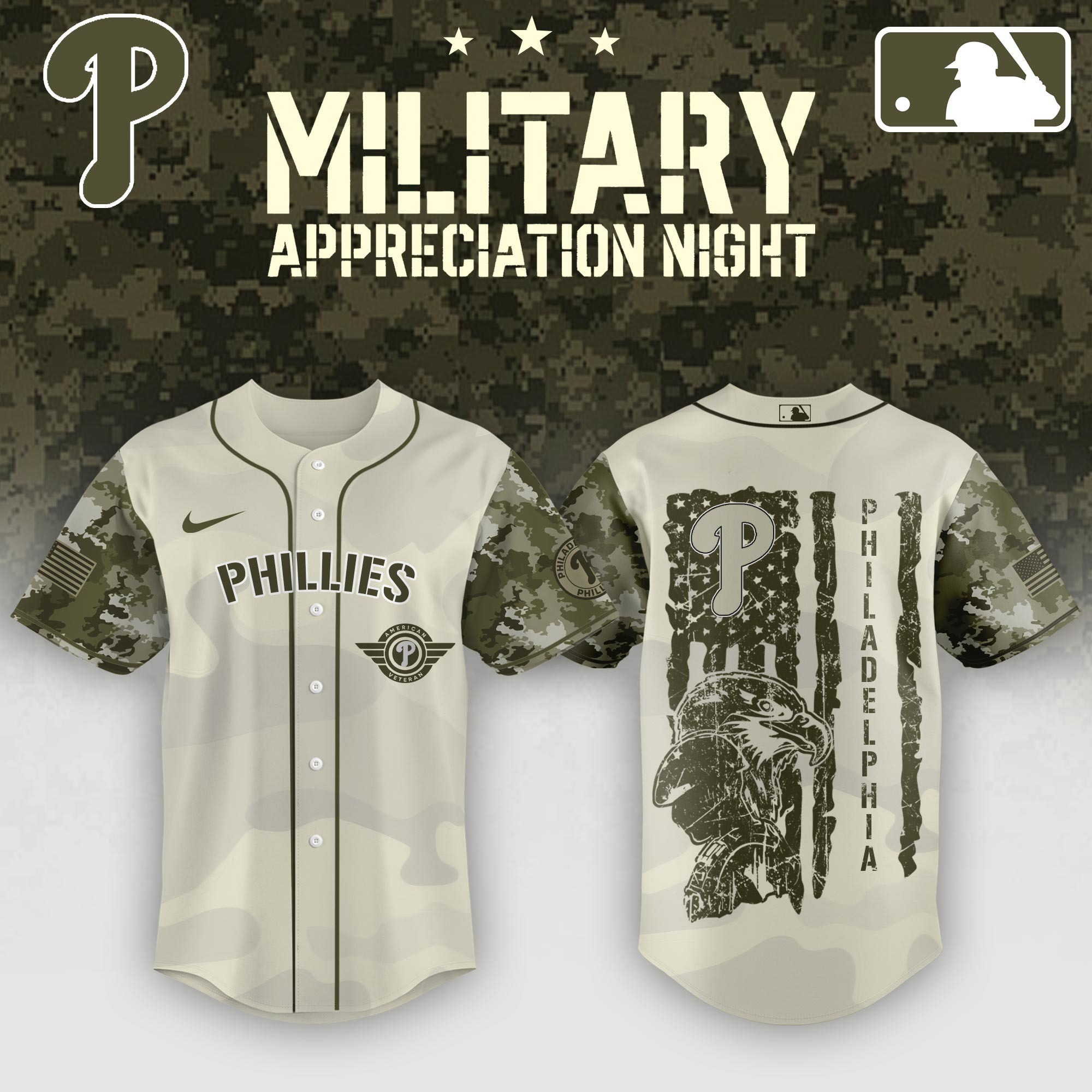 Philadelphia Phillies x MLB 2025 Armed Forces Day Night Jersey Best Gifts For Baseball Lovers