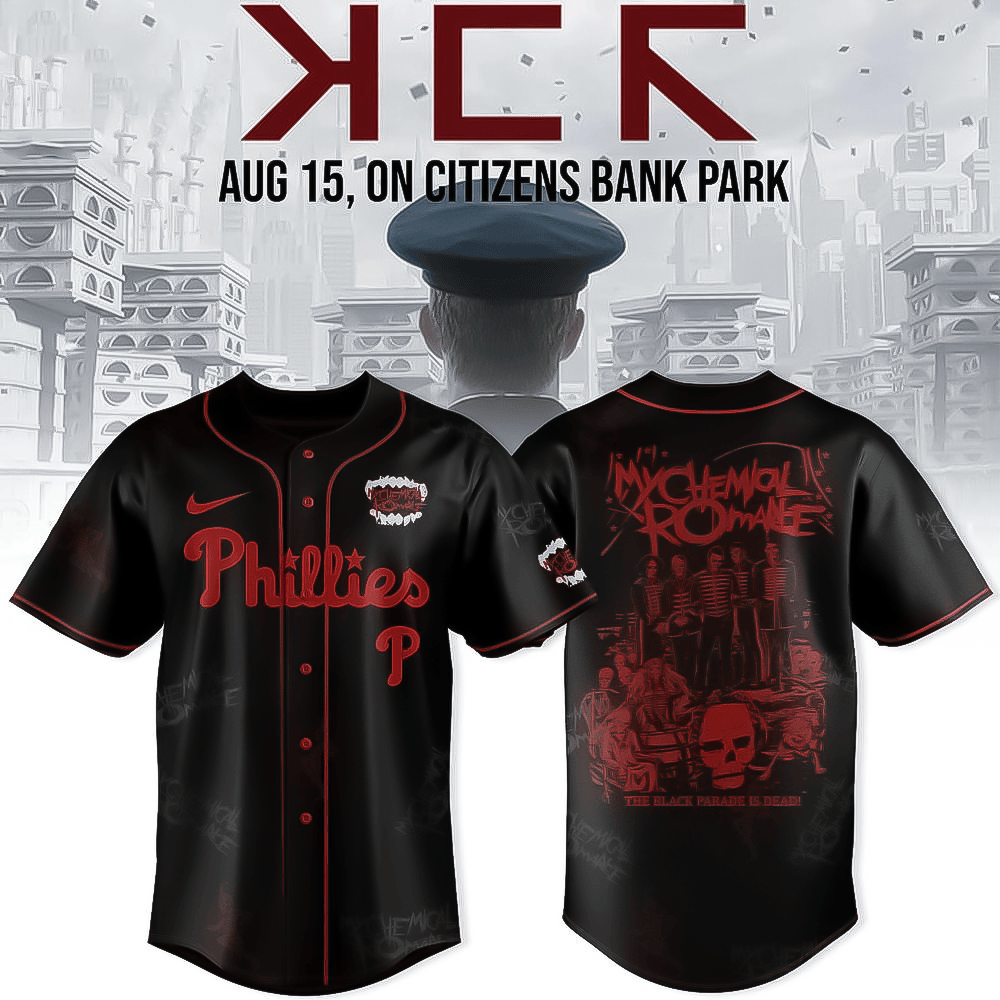 Philadelphia Phillies x My Chemical Romance Tour Limited Edition Baseball Jersey Dad Gifts