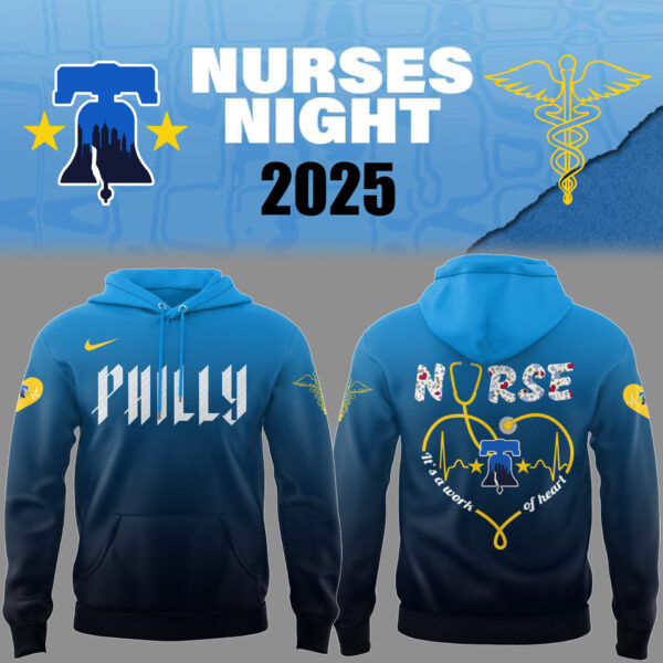 Philadelphia Phillies x Nurses Night 2025 Hoodie It's A Work Of Heart Nurses Gift Ideas