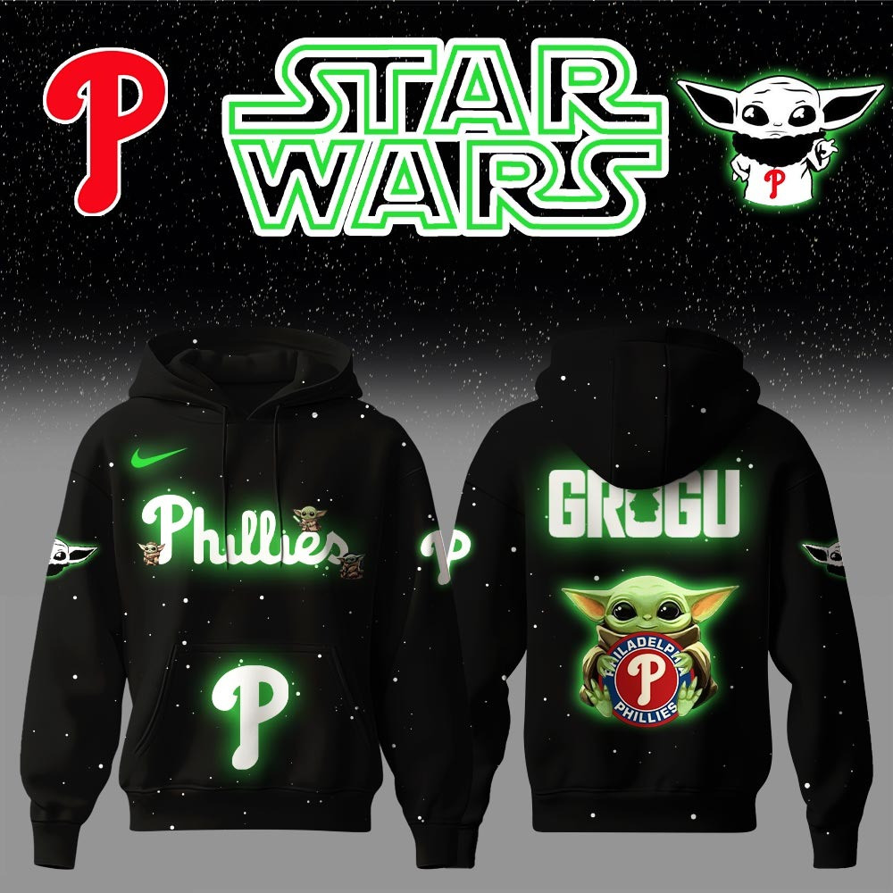 Philadelphia Phillies x Star Wars Baby Yoda Game Night Hoodie Best Gifts For Baseball Fans