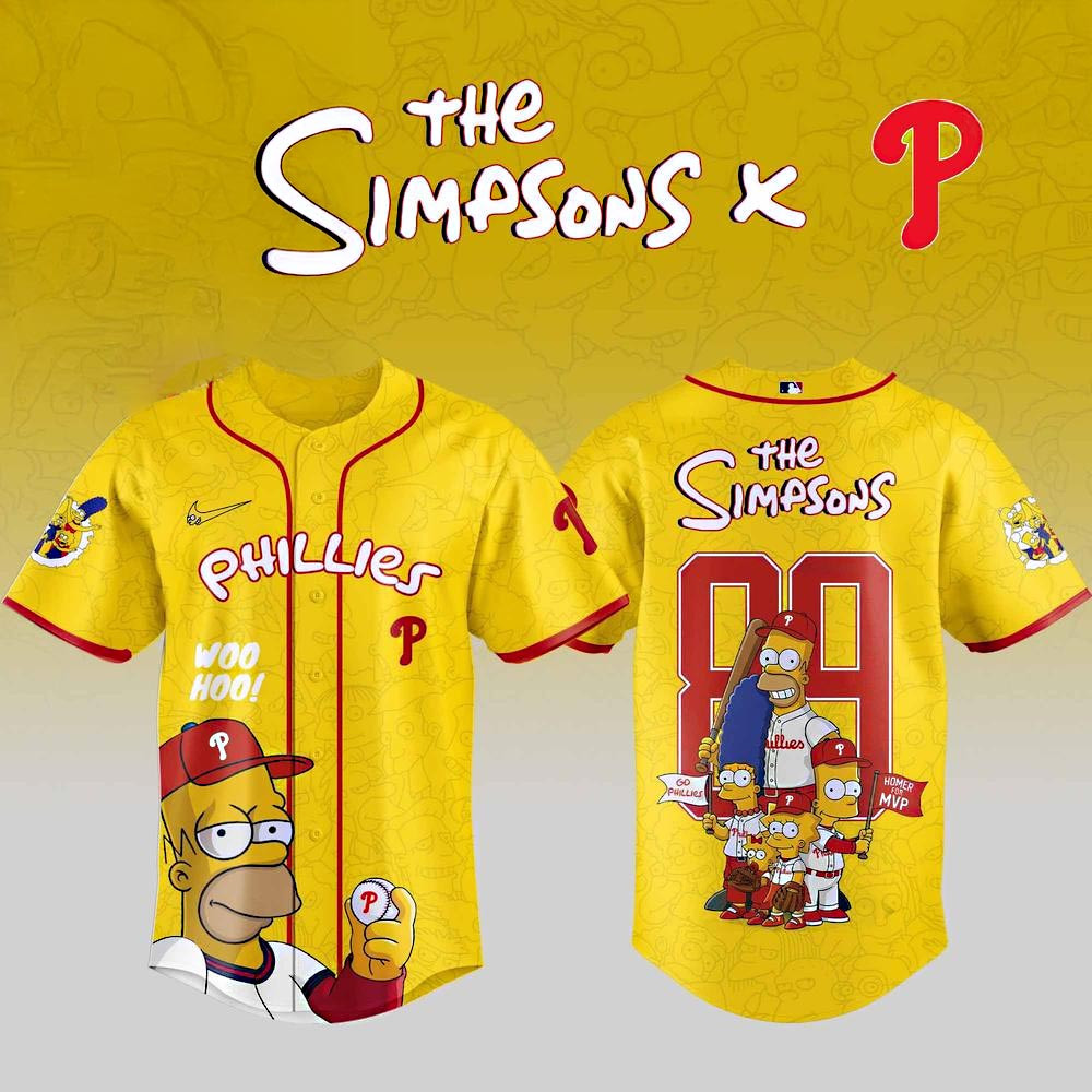 Philadelphia Phillies x The Simpsons 2025 Baseball Jersey Best Gifts For Baseball Fans