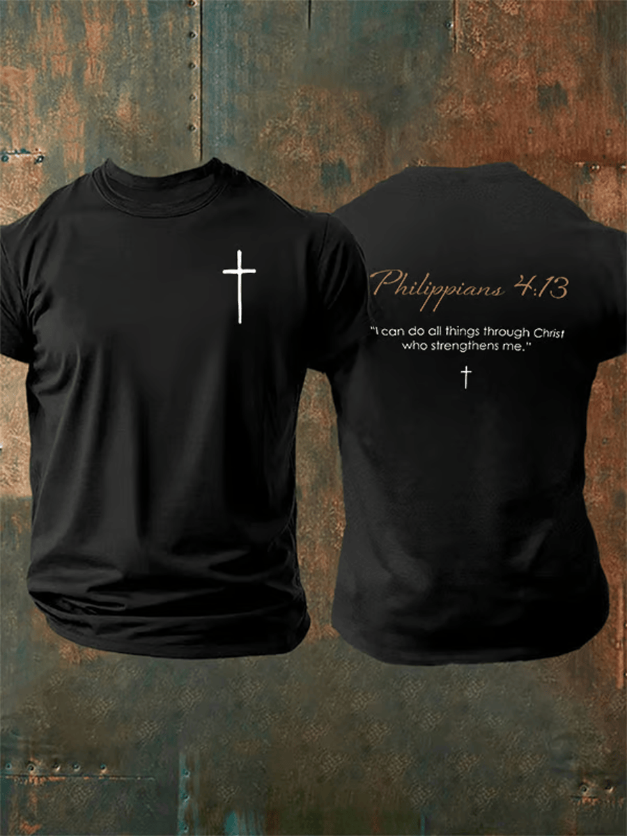 Philippians 4 13 Christian Cross T-Shirt I Can Do All Things Through Shirt Religious Gift