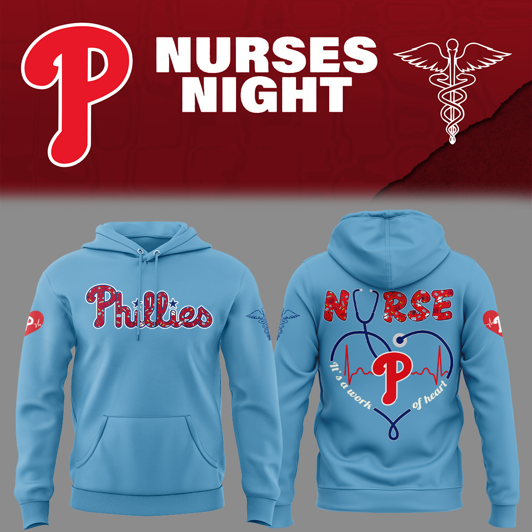 Phillies Baseball Nurses Night Blue Hoodie Gifts For Baseball Players Unique Baseball Gifts