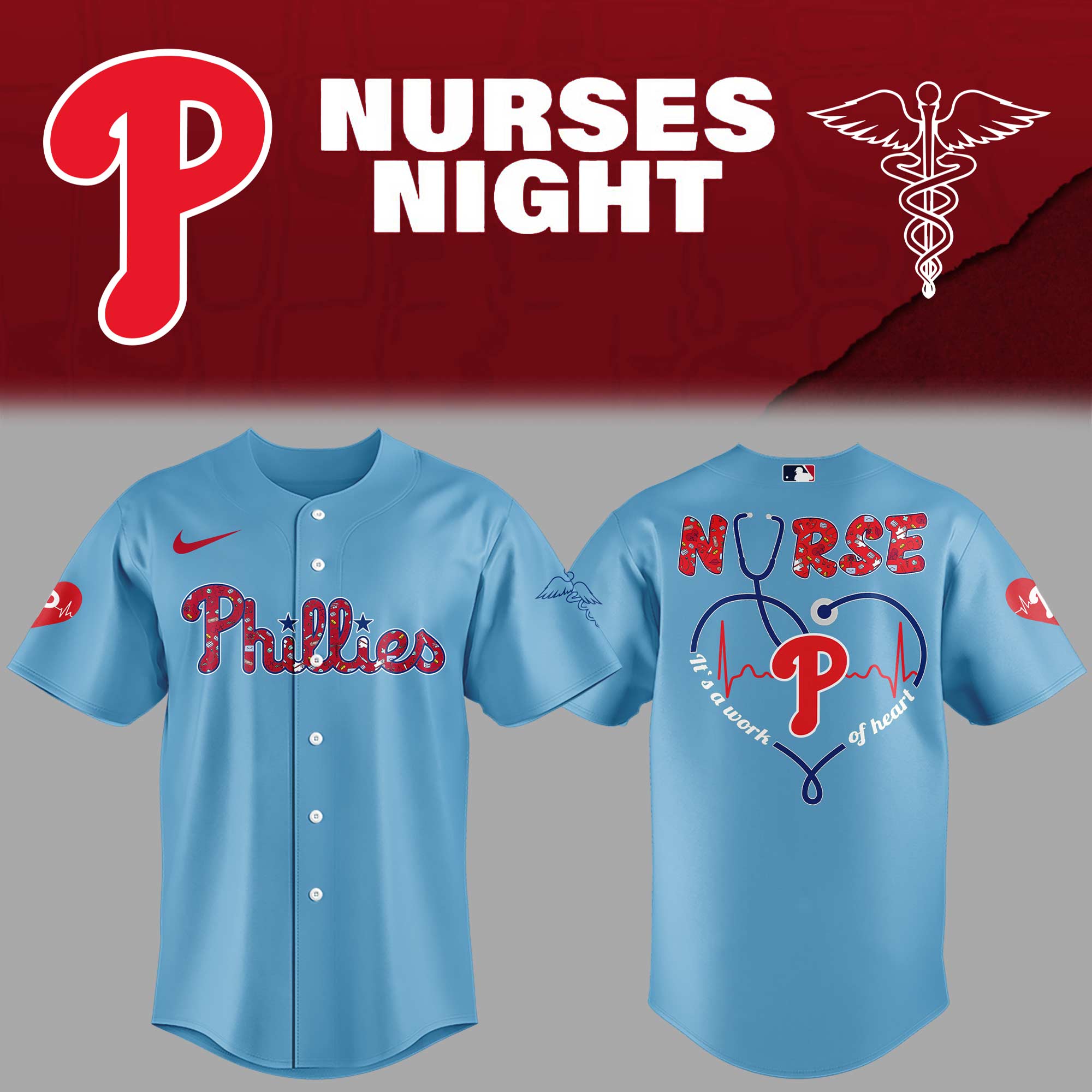 Phillies Baseball Nurses Night Blue Jersey Gifts For Baseball Players Gifts For Baseball Players