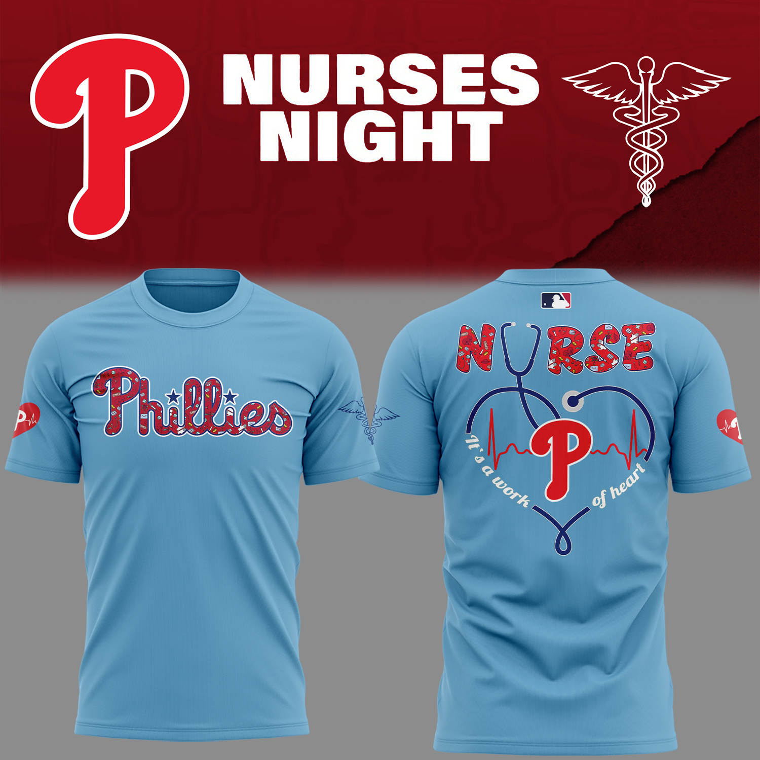 Phillies Baseball Nurses Night Blue T-Shirt Gifts For Baseball Players Baseball Fan Gifts