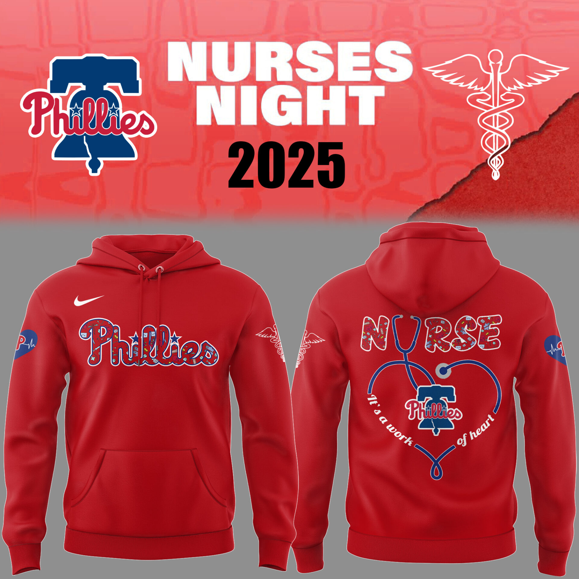 Phillies Baseball Nurses Night Red Hoodie Gifts For Baseball Players Baseball Gifts Ideas