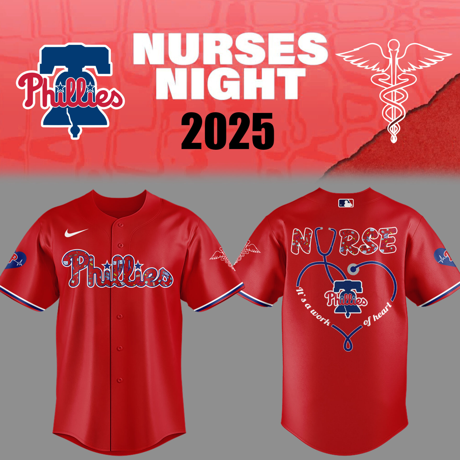 Phillies Baseball Nurses Night Red Jersey Gift For Baseball Lover