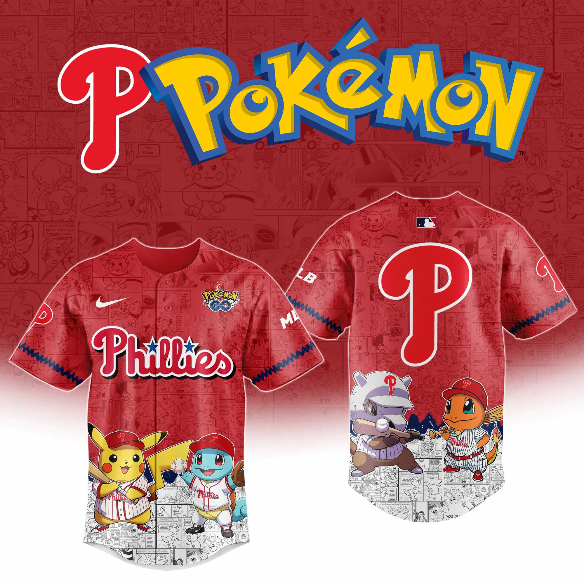 Phillies x PoKemon GO Special Jersey Baseball Father's Day Gifts