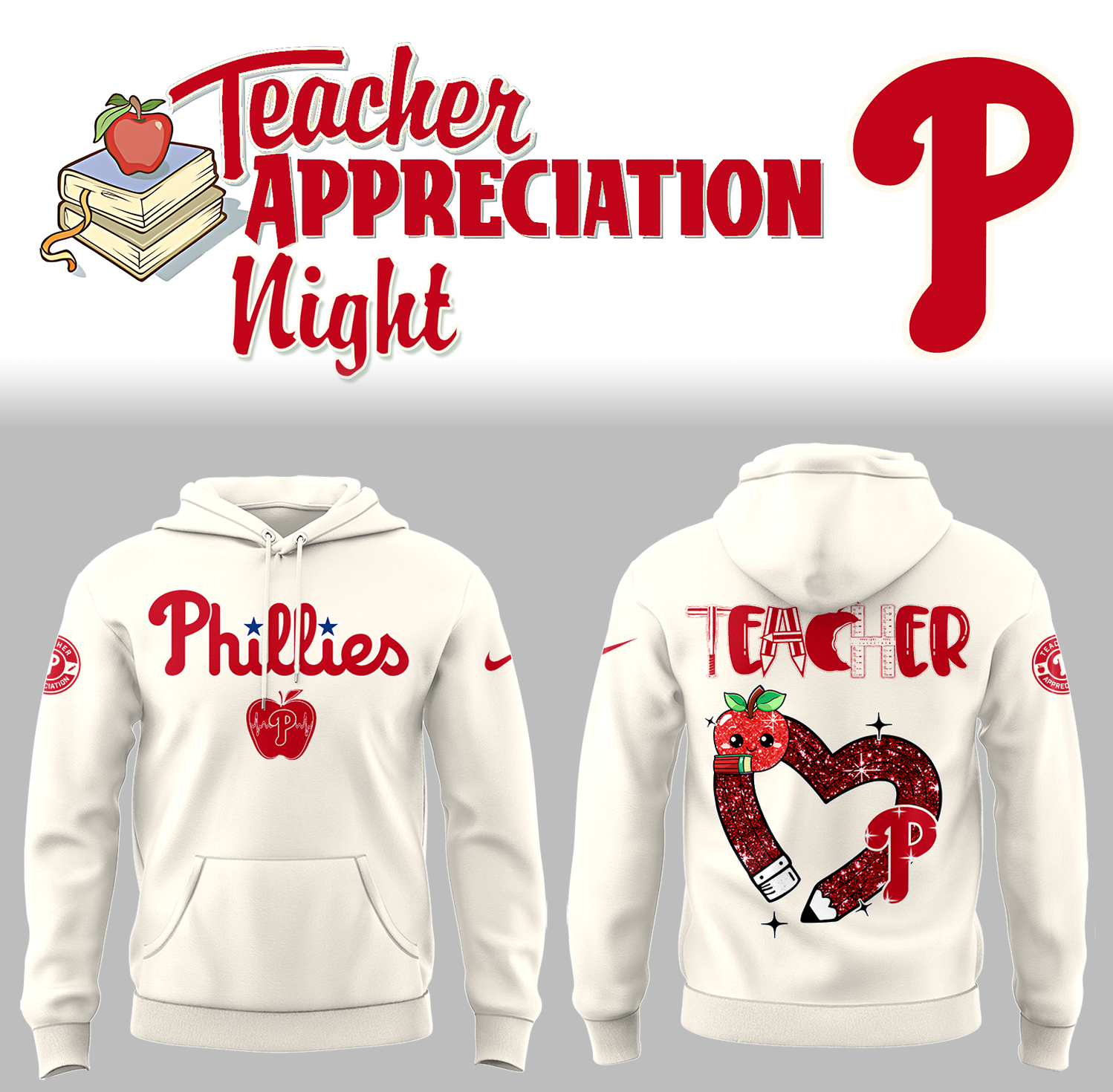 Phillies x Teacher Appreciation Night Hoodie Gifts For Baseball Players Gifts For Baseball Players