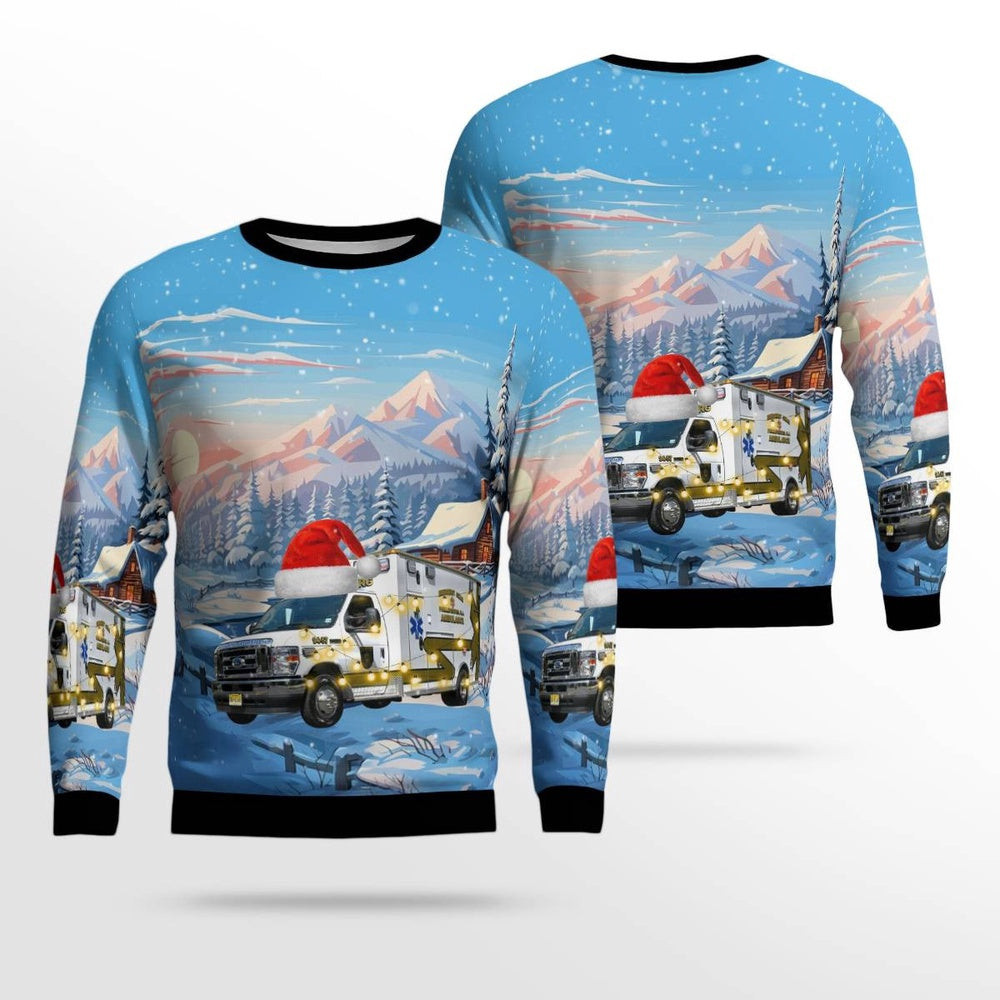 Phillipsburg New Jersey Phillipsburg Emergency Squad New Ambulance Christmas AOP Ugly Sweater I Christmas Unisex Sweaters Gift For Christmas