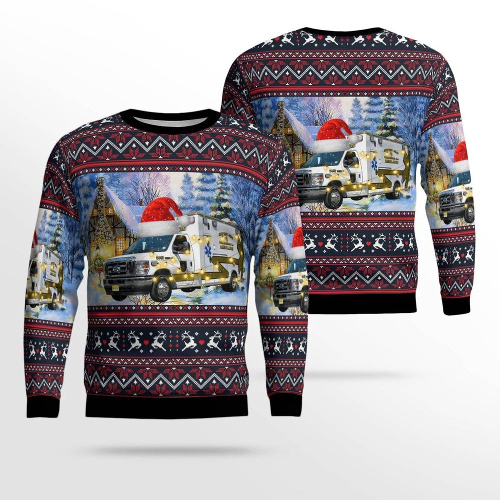 Phillipsburg New Jersey Phillipsburg Emergency Squad New Ambulance Christmas AOP Ugly Sweater Unisex Christmas Gift