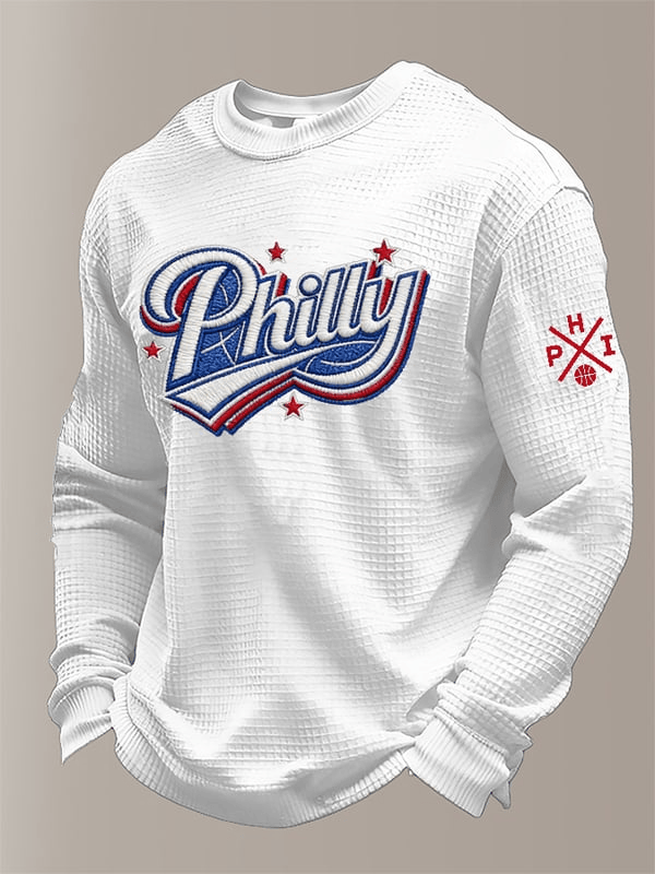 Philly Basketball Waffle Long Sleeve T-Shirt Game Day Shirts Gifts For Brother