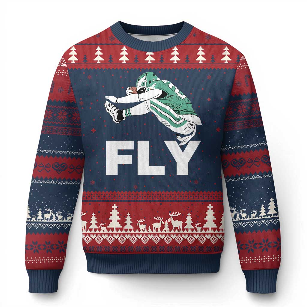 Philly Fan Ugly Christmas Sweater Barkley Backwards Hurdle TS10
