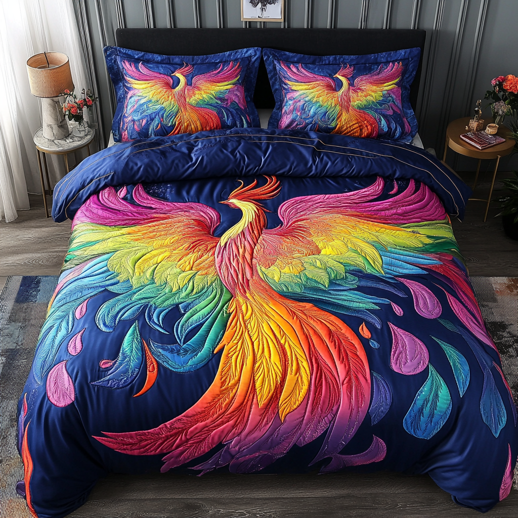 Phoenix Flame Quilted Bedding Set Bedroom Decorations Unique Gifts Phoenix