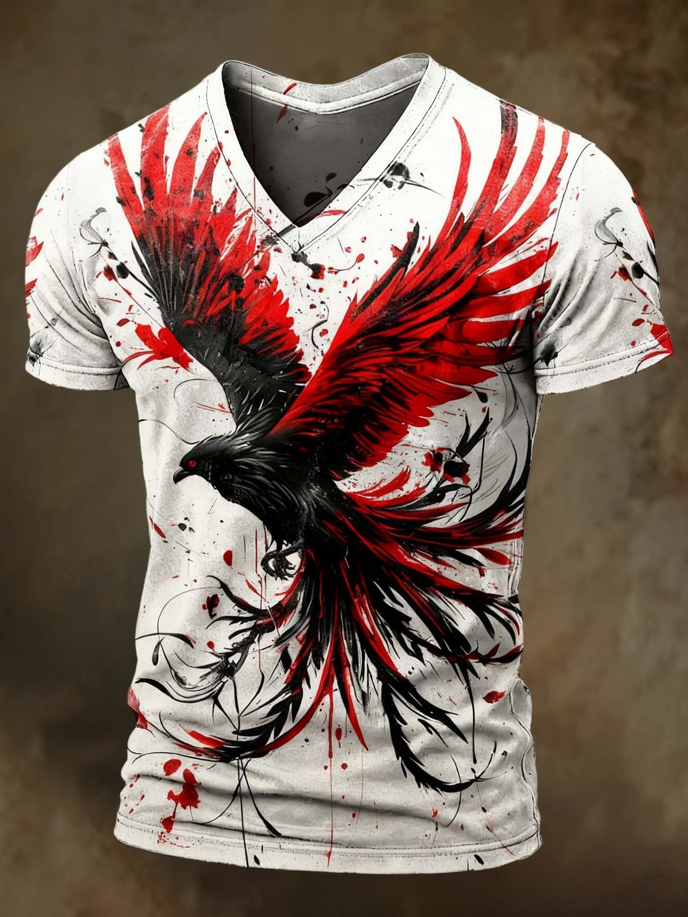 Phoenix V-Neck Shirt Dark Fantasy Spooky Tee Horor Halloween Gifts For Him