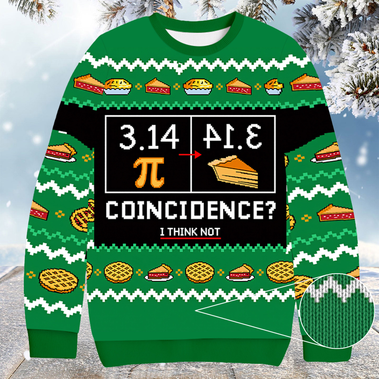 Pi Day 3.14 Coincidence Christmas Ugly Sweater Secret Santa Present Ideas