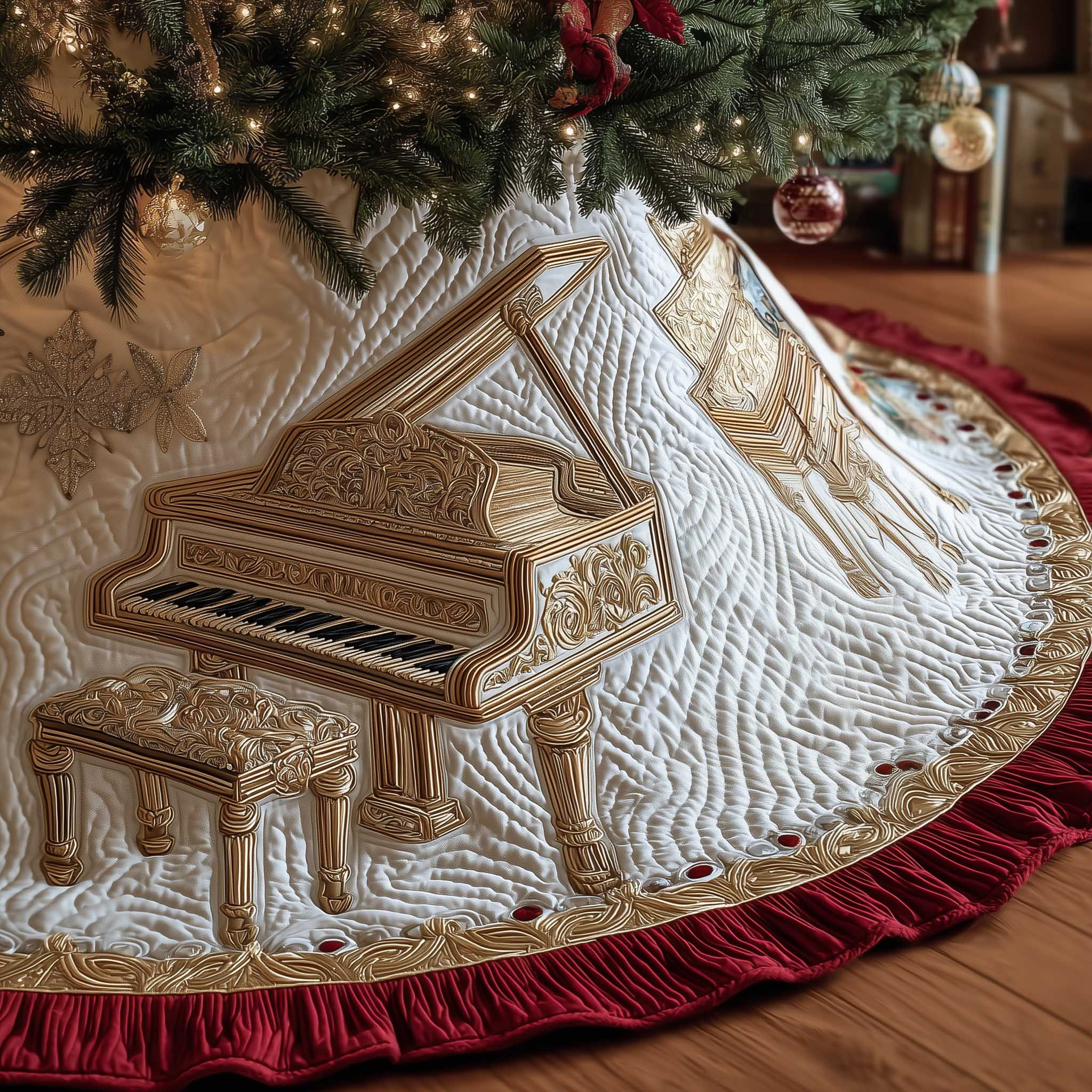 Piano Notes Quilted Tree Skirt Stylish Home Accents Piano Player Christmas Gifts